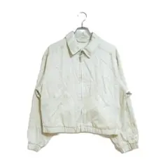 美品 ユニクロ ジップアップショートブルゾン L アイボリー 羽織り 春秋