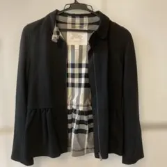 バーバリーチルドレン　黒　ペプラムジャケット 12Yー152cm フルジップ