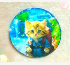 380♡在庫整理中　ルチル天然石☆ピクニックにゃんこ猫ヘアゴム