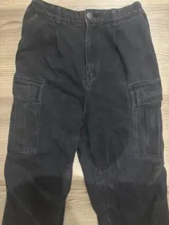 ブラック バルーンカーゴパンツ デニム素材