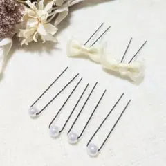 【Rin*】 4004 ヘアアクセサリー　ヘアピン　6本セット　リボン　髪飾り