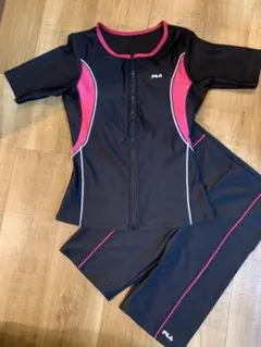 FILA スポーツ水着セパレート　ブラック/ピンク 13号　FILAキャップ付き