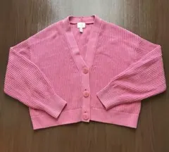 H&M エイチアンドエム ビビットピンクニットカーディガン
