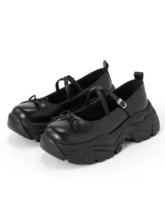 グレイル 厚底クロスストラップリボンシューズ