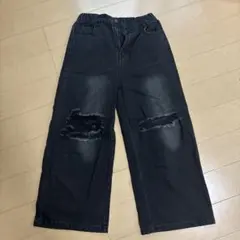 SHEIN ダメージ加工 ワイドデニムパンツ 9Y