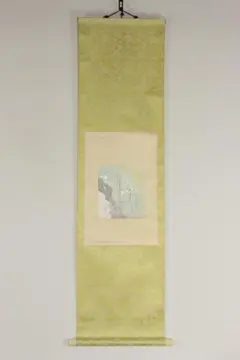 No6088 掛軸　印刷工芸　菱田春草　「山路」　絹本　共箱　複製画　送料無料 No6088 掛軸 印刷工芸 菱田春草 「山路」 絹本 共箱 複製画 送料無料