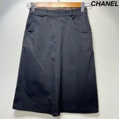 希少 CHANEL シャネル 上質 フレア デザイン スカート ブラック 黒のサムネイル