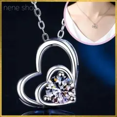 ジルコニア ネックレス キュービックジルコニア ダブルハート シルバー