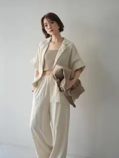 Mila Owenセットアップ フレンチリネンオーバーシャツ /ショーパン2点 