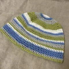 ビーニー♡♡毛糸♡ハンドメイド♡コットン♡サマーニット帽♡春♡夏♡帽子♡手編み