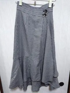 スナイデル千鳥格子 マーメイド フレア アシメスカートM