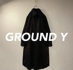 Ground Y ブラック ステンカラーコート メンズ Yohji