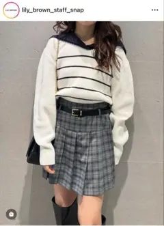 リリーブラウン　クロシェカラーセーラーニット