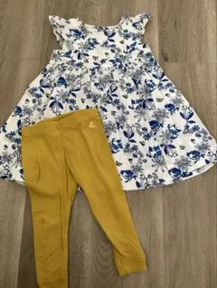 PETIT BATEAU 74cm(12ヶ月)花柄ワンピース レギンス セットのサムネイル