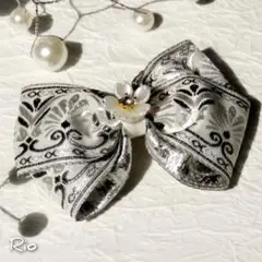 シルバーリボンヘアクリップ