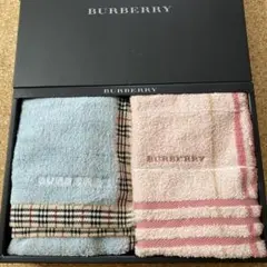 バーバリー フェイスタオル ウォッシュタオル ノバチェック ブルー ピンク 2枚