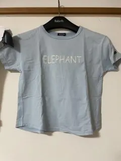未使用に近い　美品　ムージョンジョン　サックス　水色　ロゴTシャツ　130サイズのサムネイル