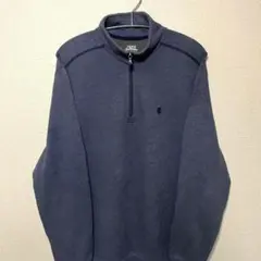 IZOD 無地トレーナー ハーフジップ ワンポイントロゴ刺繍 ネイビーM