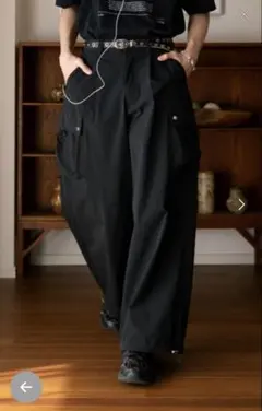 soerte ワイドストレートテックカーゴパンツ　サイズ１　BLACK