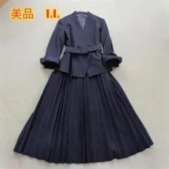 美品✩大きいサイズ✩ルイルエブティック✩ドッキングプリーツワンピース✩ネイビー