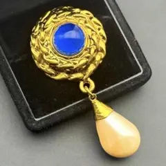 希少/美品✨イヴ サンローラン ブローチ ティアドロップ パール カラーストーンのサムネイル