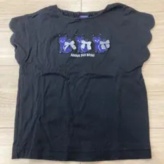 アナスイミニ　袖スカラップ　ネコ　Tシャツ