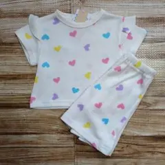 新品 未使用 カラフル ハート 半袖 パジャマ 上下 女の子 80