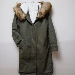 ファー付きオリーブモッズコート