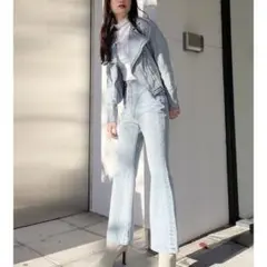 GYDA ジェイダ ハイウエスト デザインZIPフレアデニムパンツS