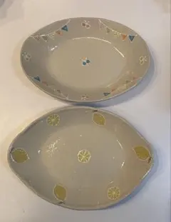 【新品未使用】中村佳菜子　陶器　カレー皿　レモン　檸檬　フラッグ　れもん　深皿のサムネイル