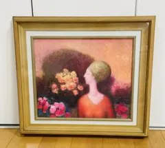 黒田清輝、【菊花と西洋婦人】、年代物・希少な画集画、新品高級額