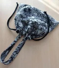 サバンナ、豹柄のジャガードバッグ／巾着バッグ／ハンドメイド