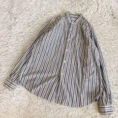 美品 SHIPS any シップス エニィ バンドカラー ストライプ シャツ Mのサムネイル