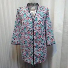 るんびに　コットン 七分袖ノーカラージャケット　サイズ LL