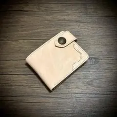 総手縫い メンズ財布 二つ折り 財布 ヌメ革 本革 ハンドメイド コンチョ