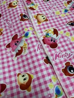 星のカービィ 生地 ピンク ギンガムチェック　110×50㎝