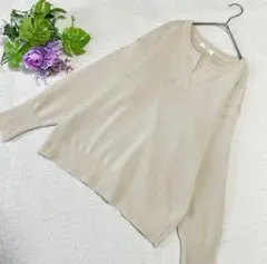 【サマンサモスモスブルー】キーネックニットプルオーバー　ヌケ感　ゆったり　F