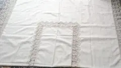 希少ヴィンテージホワイト レース白刺繍 テーブルクロス ベッドカバー