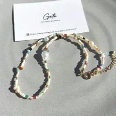 数量限定 カラフルビーズネックレス ビーズアクセサリー ハンドメイド 韓国