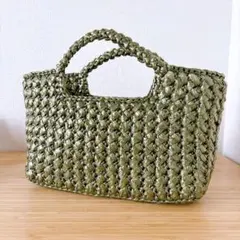 軽くて丈夫◎スズランテープバッグ グリーン｜かぎ針編み ハンドメイド トート