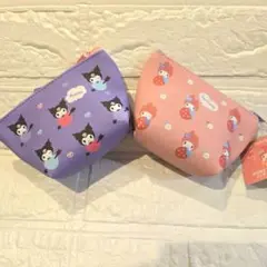 新品タグ付　セリア　サンリオ　ミニポーチ　舟形　クロミ　マイメロ　2点セット