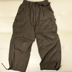 アンドワンダー オーバーサイズカーゴパンツ M ナイロン ワイドパンツ オリーブのサムネイル