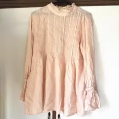 スピックアンドスパン コットンジョーゼットピンタックブラウス ピンク