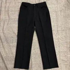 GU スラックス メンズ ブラック センタープレス ビジネス カジュアル