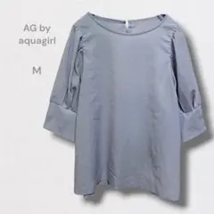 エージーバイアクアガール ブラウス バルーンスリーブ ボリューム袖 光沢感 M