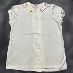 ミキハウス 半袖ブラウス 110cm白 フリル 襟付き 刺繍 女の子