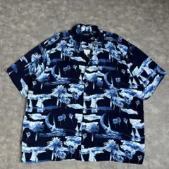 90s puritan レーヨン100% アロハシャツ ヤシの木 ヨット リーフのサムネイル