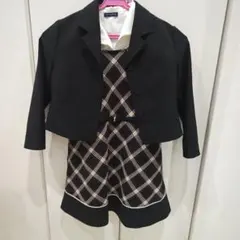 フォーマルドレスセット 黒 チェック柄　120