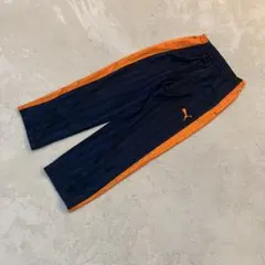 PUMA M ジャージパンツ 紺×オレンジ ロゴ刺繍 サイドライン スポーツ