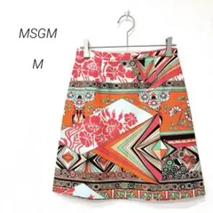 【レア】MSGM 総柄 ミニスカート M コットン 幾何学柄 派手 台形　美品のサムネイル